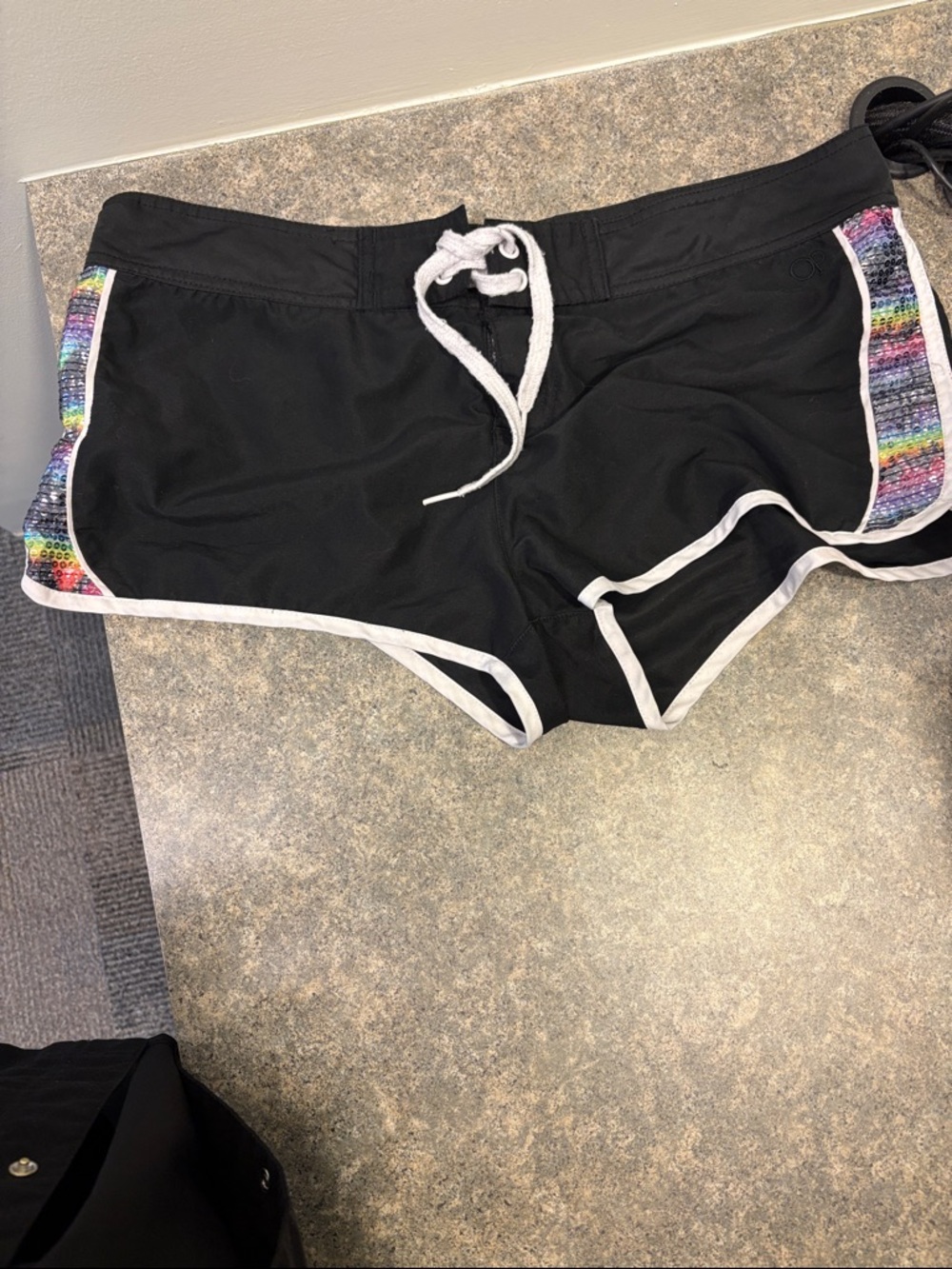 OP Black Swim Shorts with Rainbow Side Panels